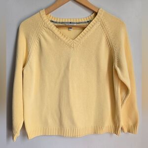TABI Yellow V-Neck Cotton Knit Sweater
